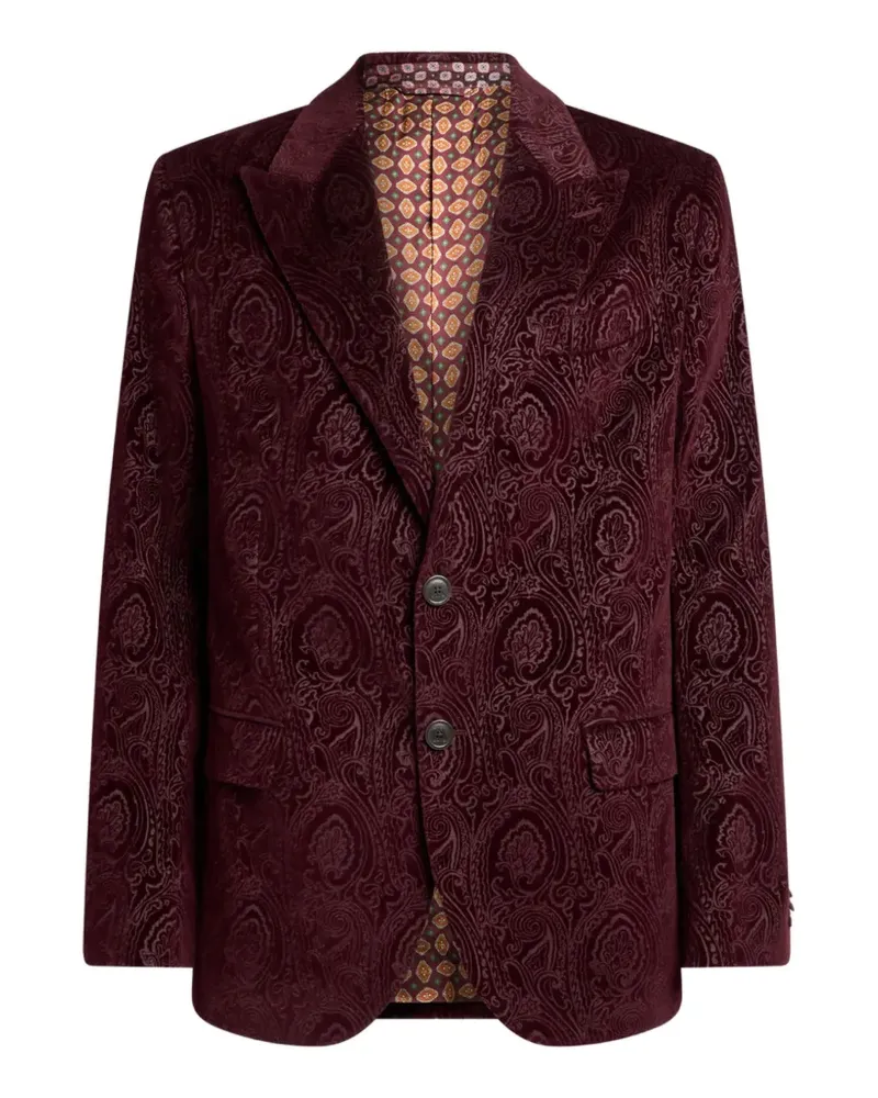Etro Einreiher-Jacke aus Baumwollsamt mit Arnica-Motiv - Rot Rot