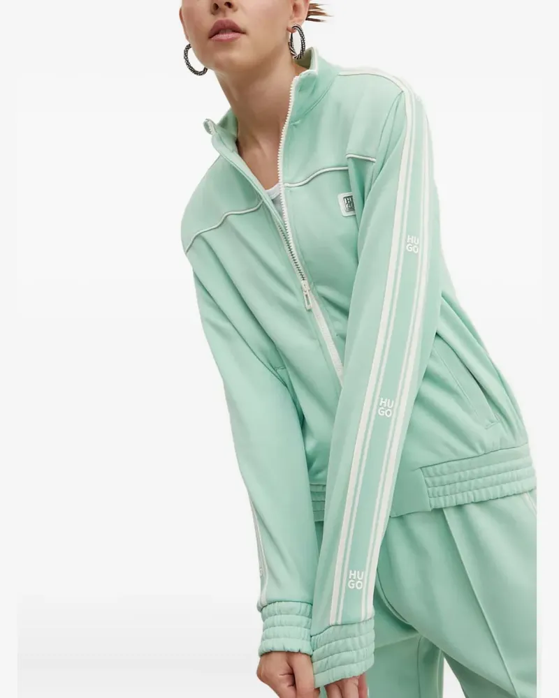 HUGO BOSS Gestreiftes Sweatshirt mit Reißverschluss - Grün Grün
