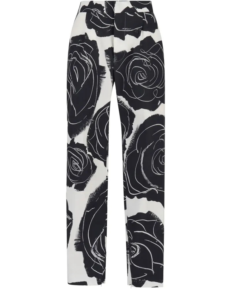 Marni Hose mit Rosen-Print - Weiß Weiß