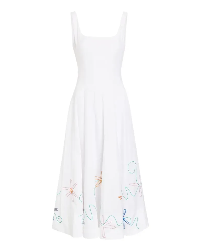 STAUD Midikleid mit Stickerei - Weiß Weiß