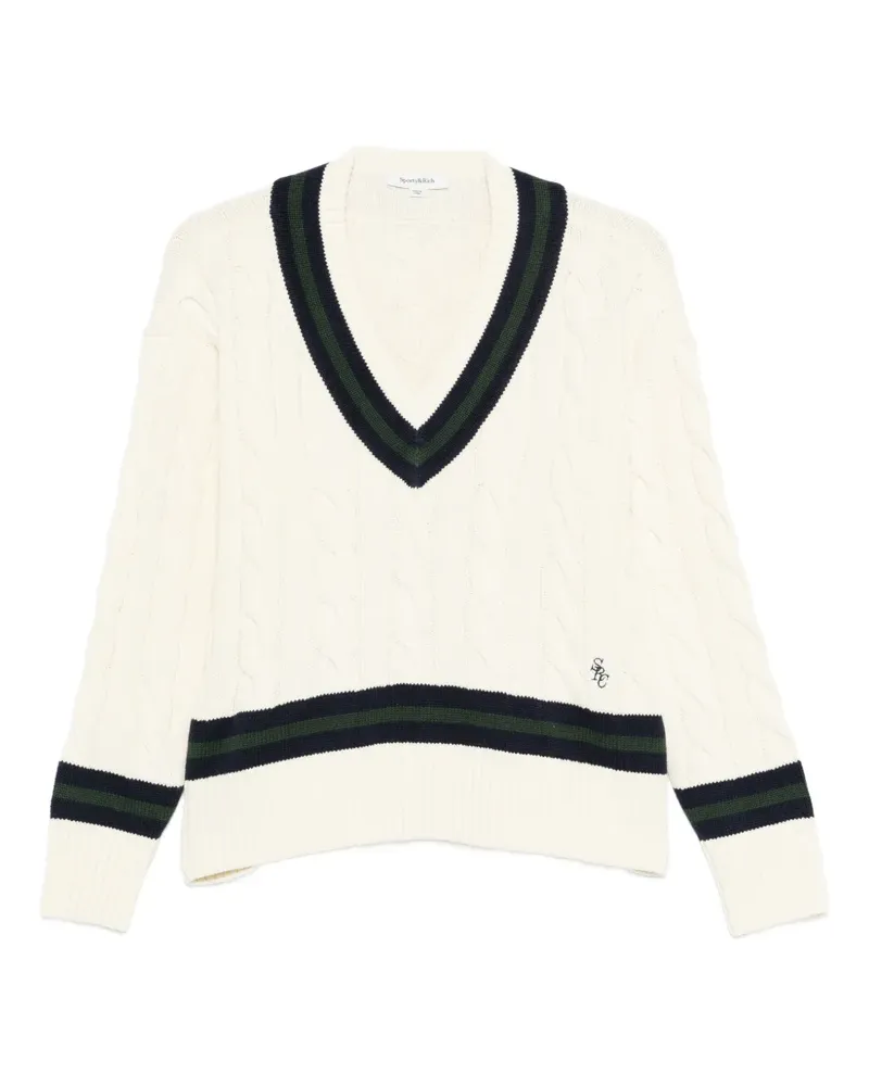 SPORTY & RICH V-neck striped knitwear - Nude Nude