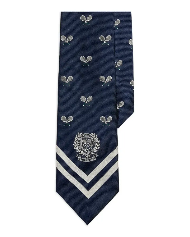 Ralph Lauren Seidenkrawatte mit Wappen - Blau Blau