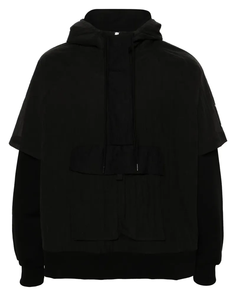 ACW* Overlay Hoodie mit Knitteroptik - Schwarz Schwarz
