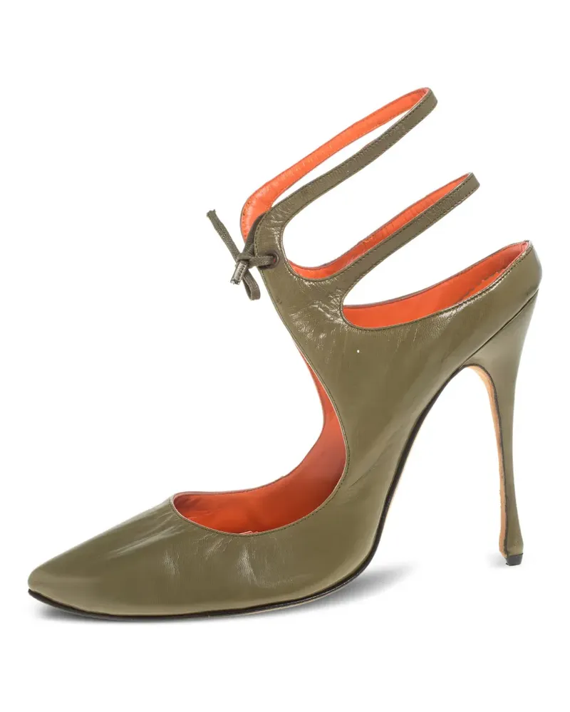 Manolo Blahnik Pre-owned Pumps mit Cut-Out aus Lackleder 115mm - Grün Grün