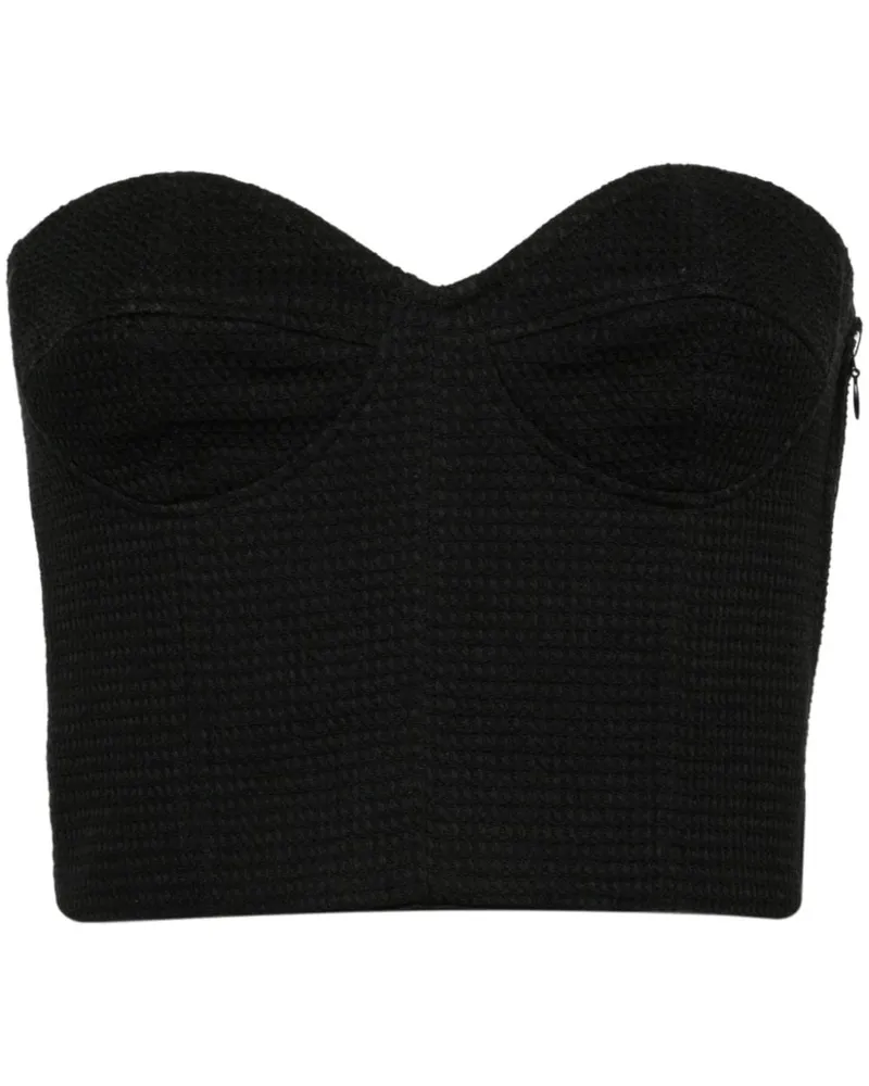 forte_forte Cropped-Top mit Herzausschnitt - Schwarz Schwarz