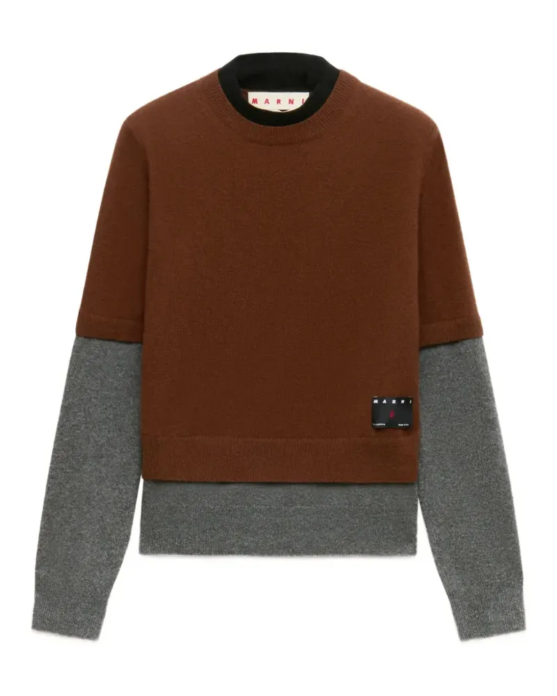 Marni brown cashmere jumper with layered effect - Braun Braun