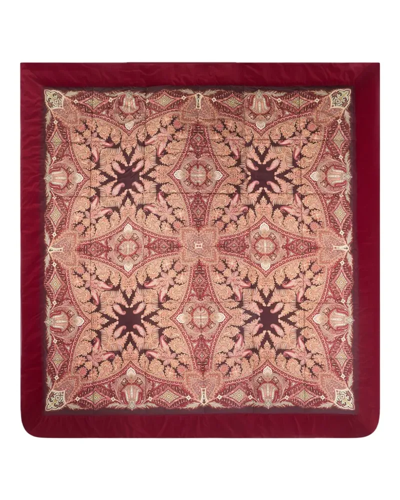 Etro Gesteppte Decke mit Blattmotiv (270cm x 270cm) - Rot Rot