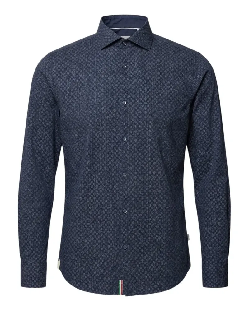 Tintoria Mattei geometric-print long-sleeve shirt - Blau Blau