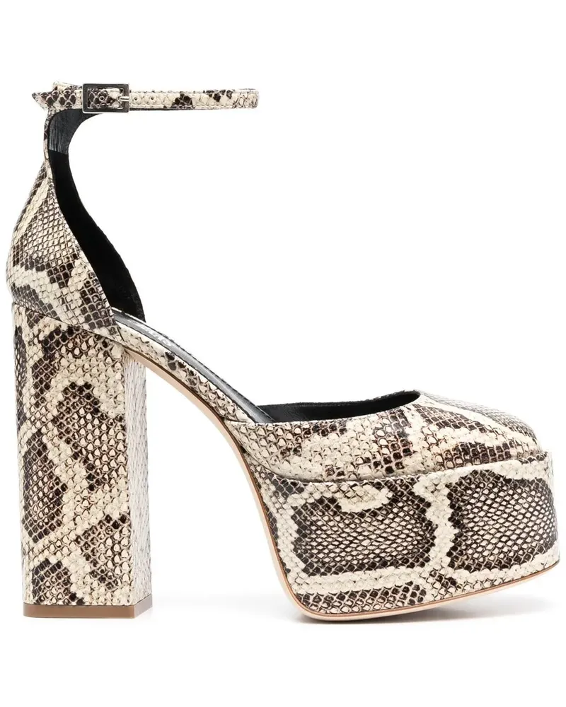 Paris Texas Pumps mit Schlangenleder 140mm - Nude Nude