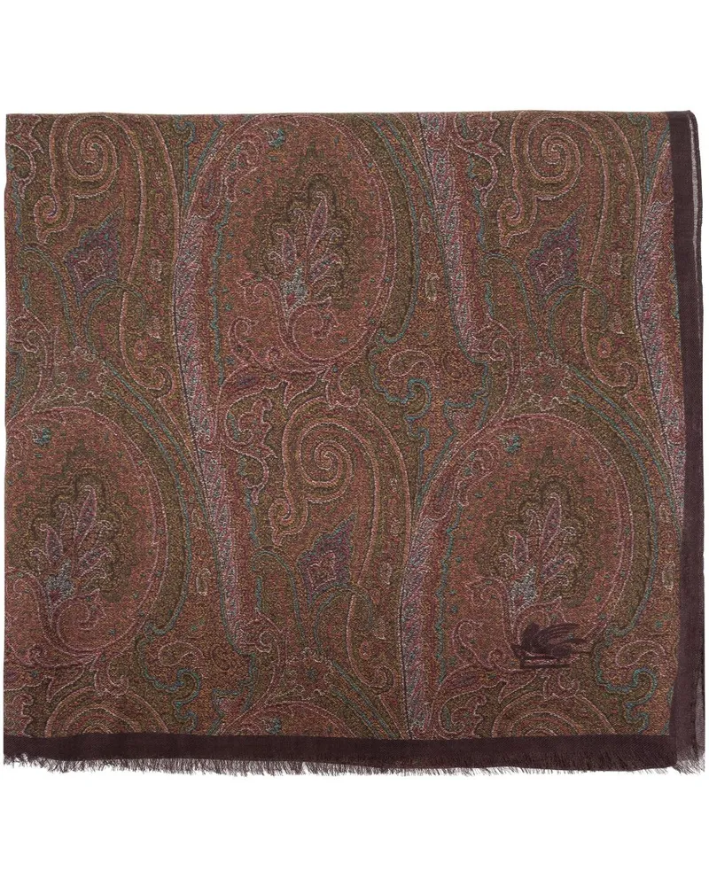 Etro Ausgefranster Schal mit Paisley-Print - Braun Braun