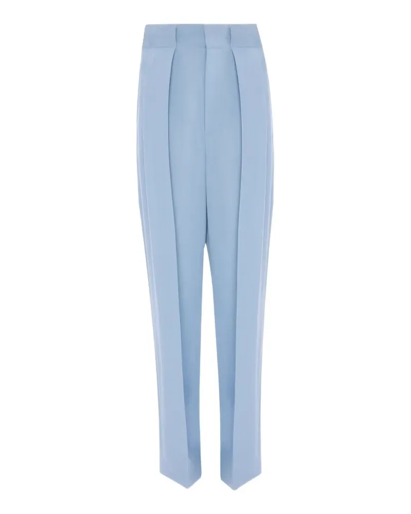 Victoria Beckham pleated-detail straight-leg trousers - Blau Blau