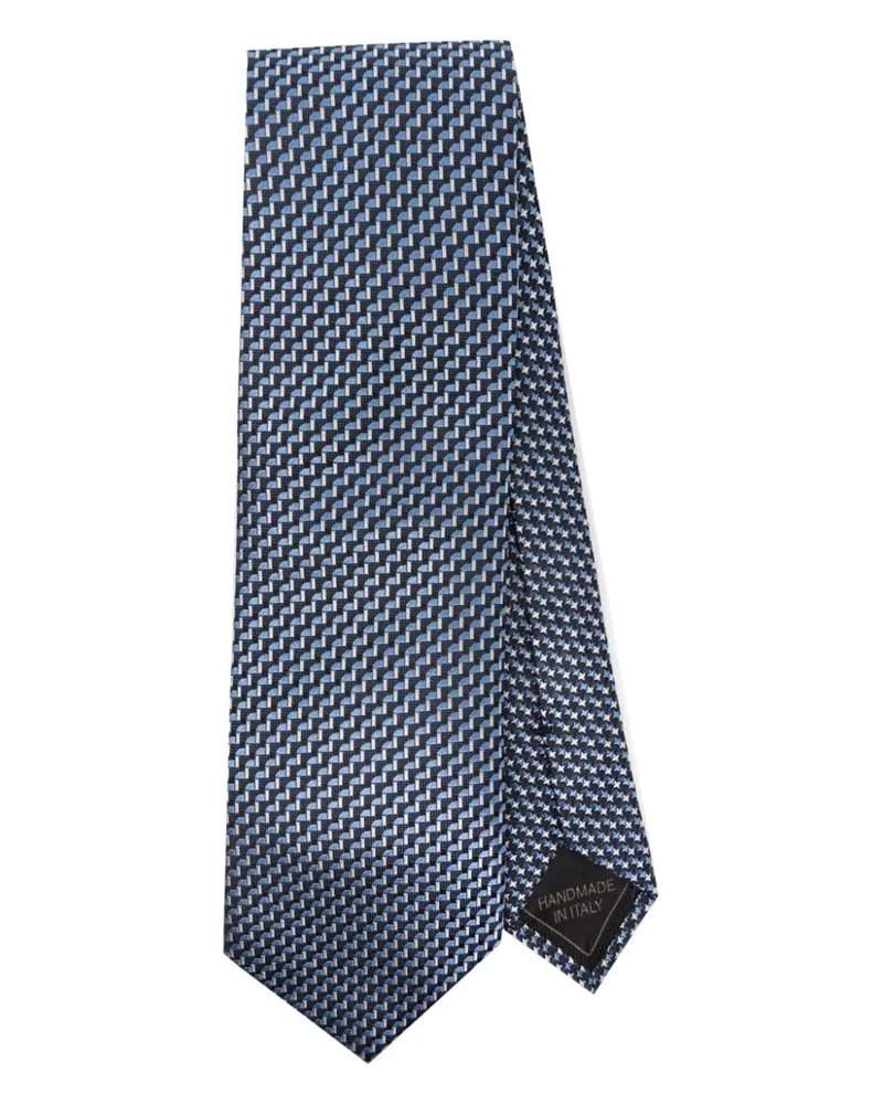 Brioni Seidenkrawatte mit Jacquardmuster Blau