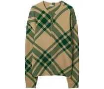 Intarsien-Cardigan mit Karomuster - Nude