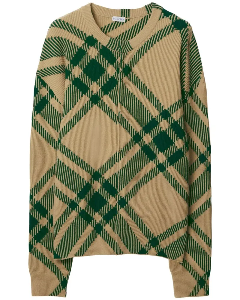 Burberry Intarsien-Cardigan mit Karomuster - Nude Nude