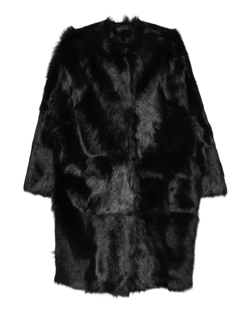 Totême Mantel aus Faux Fur - Schwarz Schwarz