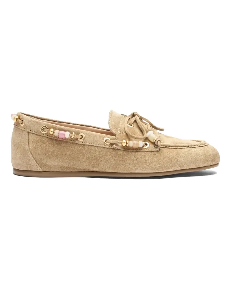 Stuart Weitzman Majorca Tinsley bead-embellished loafers - Nude Nude