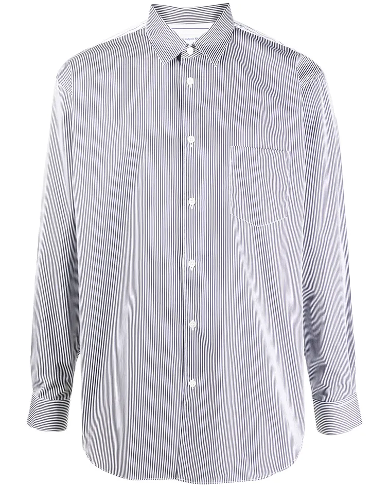 Comme des Garçons Gestreiftes Hemd mit Kontrasteinsatz - Blau Blau