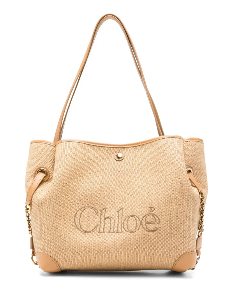 Chloé Clover Tote Bag aus Raffiabast - Nude Nude