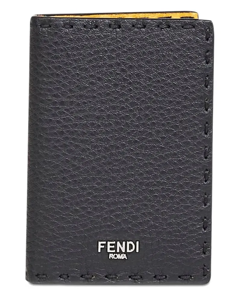Fendi logo stitched leather cardholder - Schwarz Schwarz