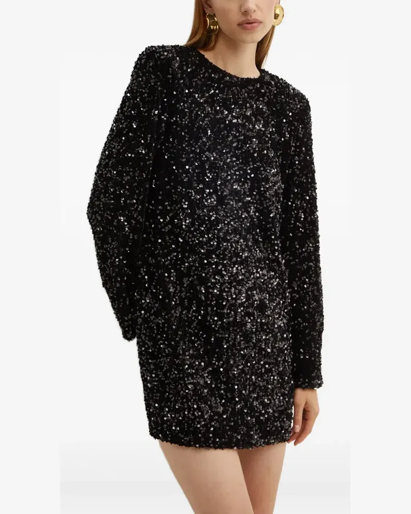 Elisabetta Franchi Langärmeliges Kleid mit Pailletten - Schwarz Schwarz