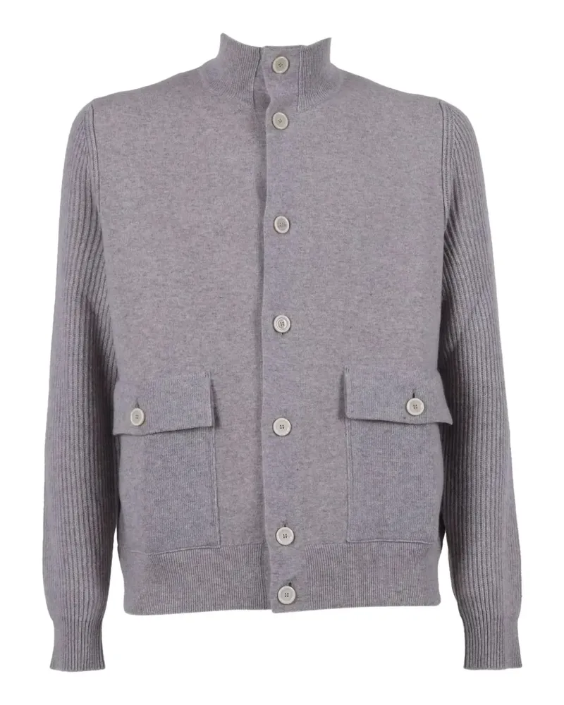 LARDINI ribbed-panel wool cardigan - Grau Grau