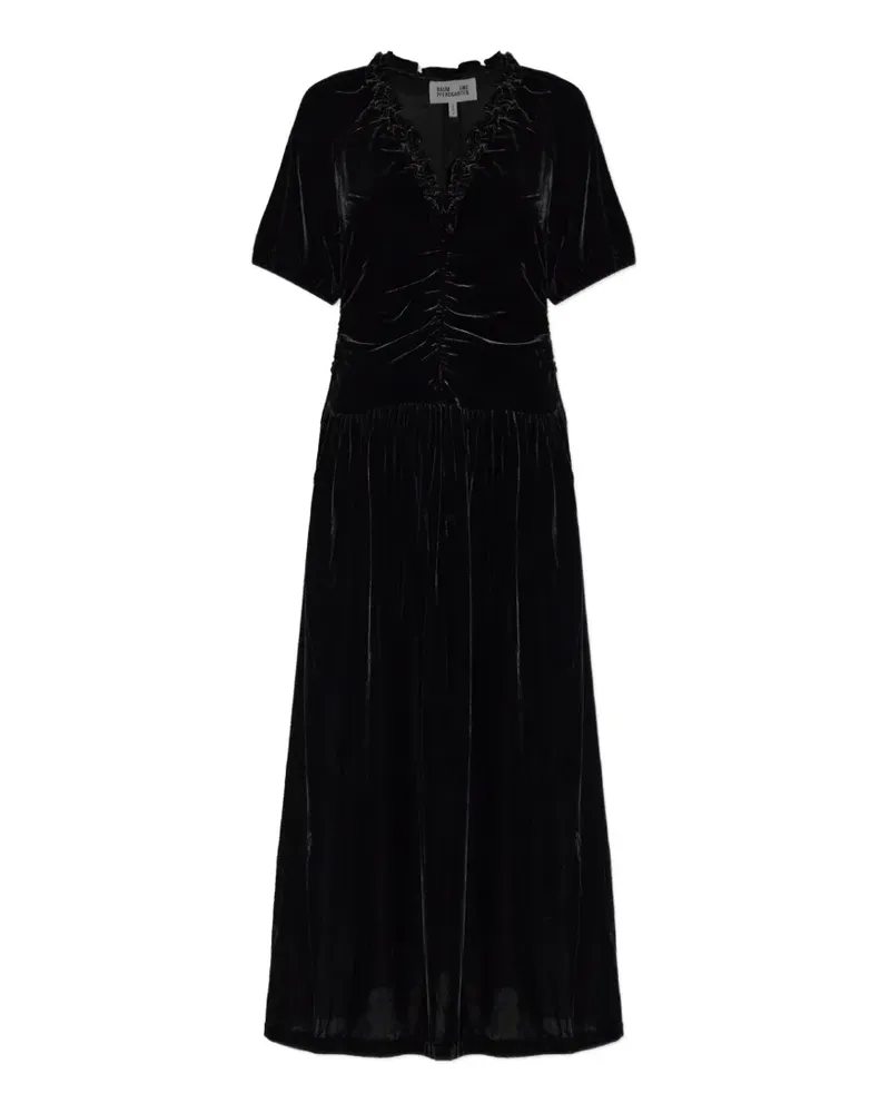 Baum und Pferdgarten Gerüschtes Abelline Maxikleid aus Samt - Schwarz Schwarz