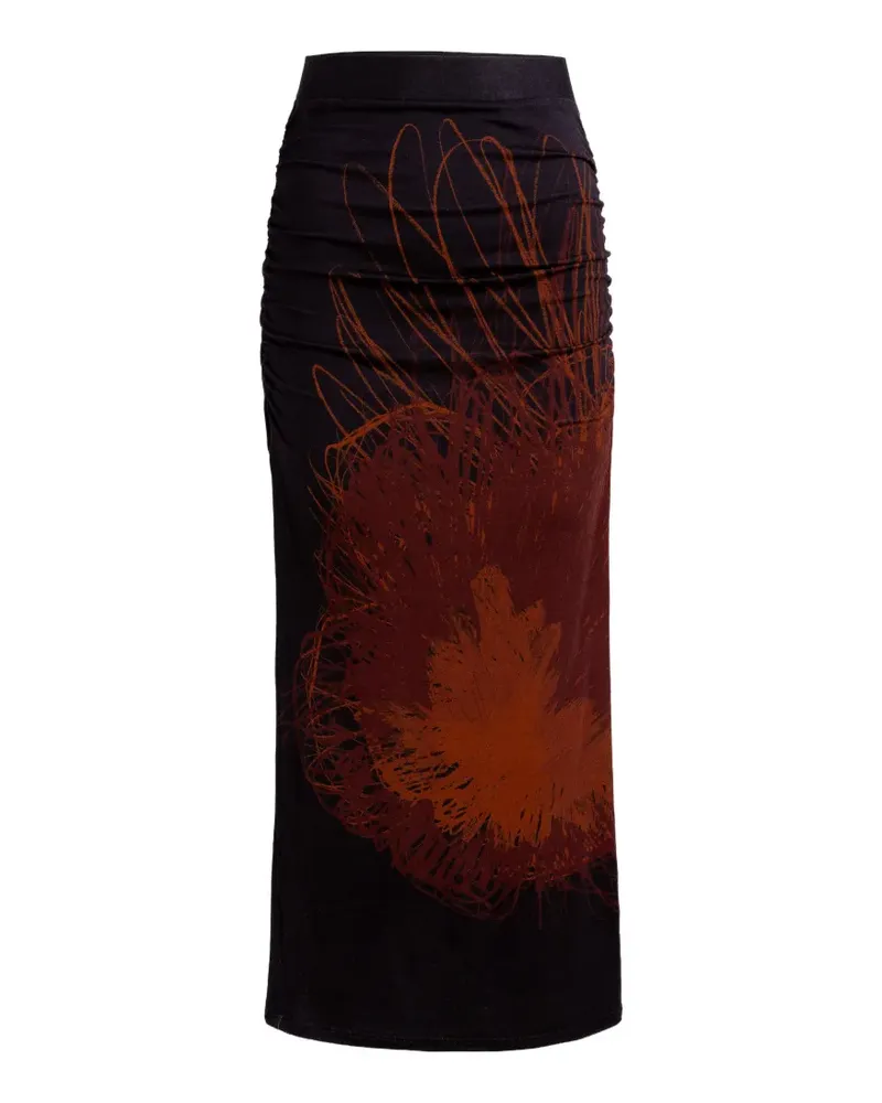 Silvia Tcherassi Niove ruched printed mid skirt - Blau Blau