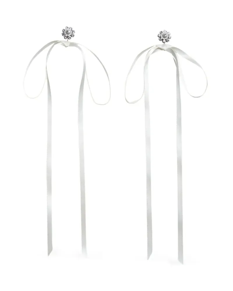 Simone Rocha Double Ended Ohrringe mit Kristallschleife - Silber Silber