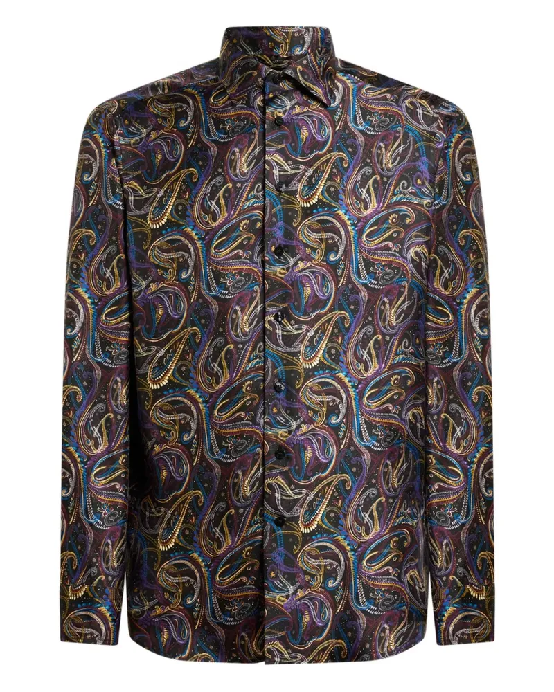 Etro Hemd aus Seide mit Paisley-Print - Schwarz Schwarz