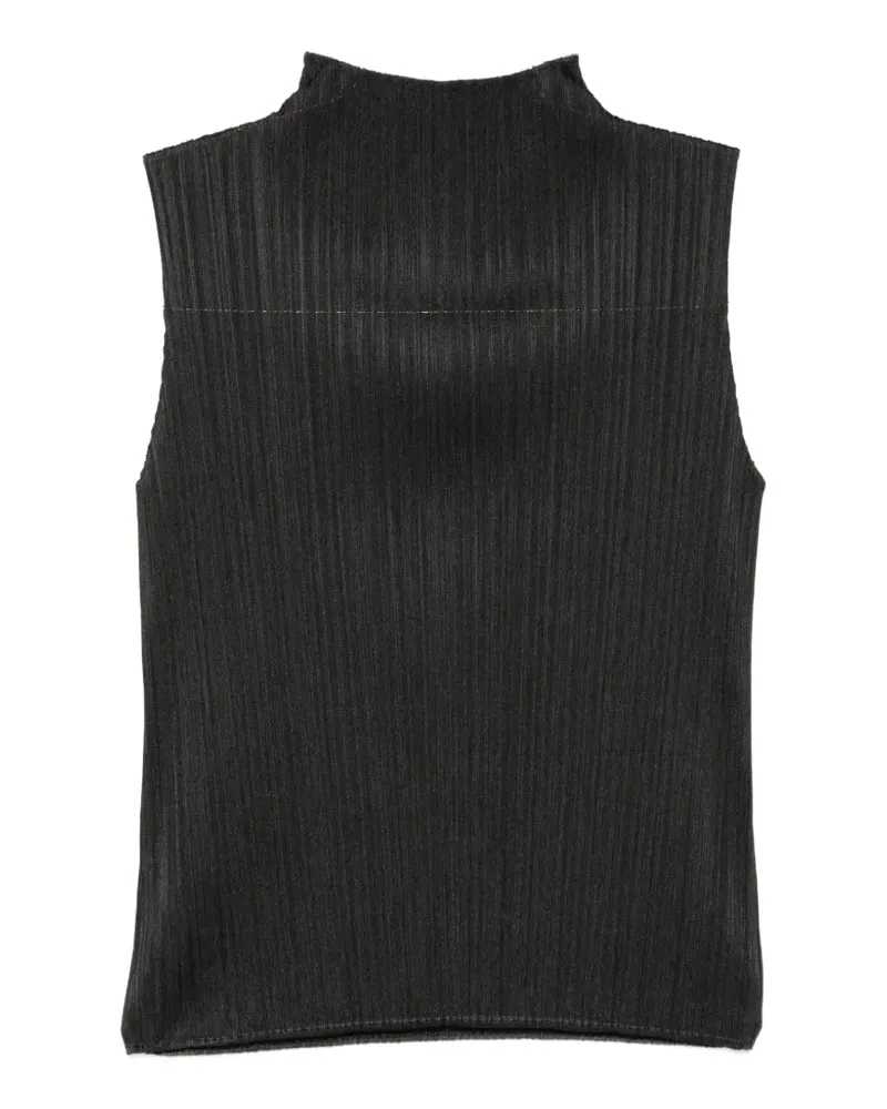 Issey Miyake pleated high-neck tank top - Schwarz Schwarz