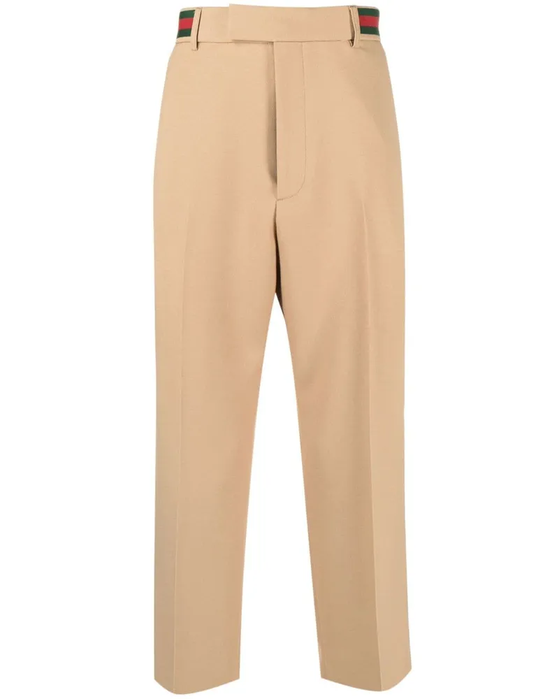 Gucci Cropped-Hose mit Webstreifen - Nude Nude