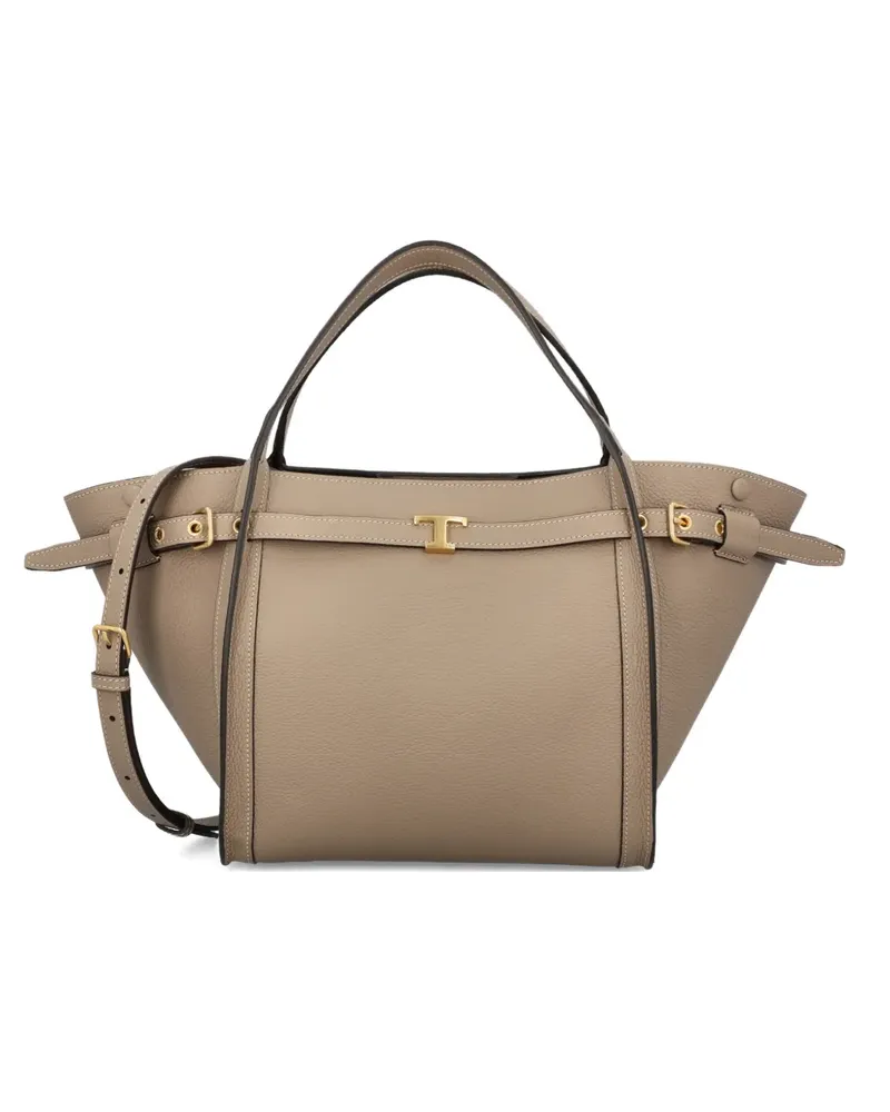 TOD'S small metal-detail leather tote bag - Nude Nude