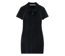 Geripptes Poloshirtkleid - Schwarz