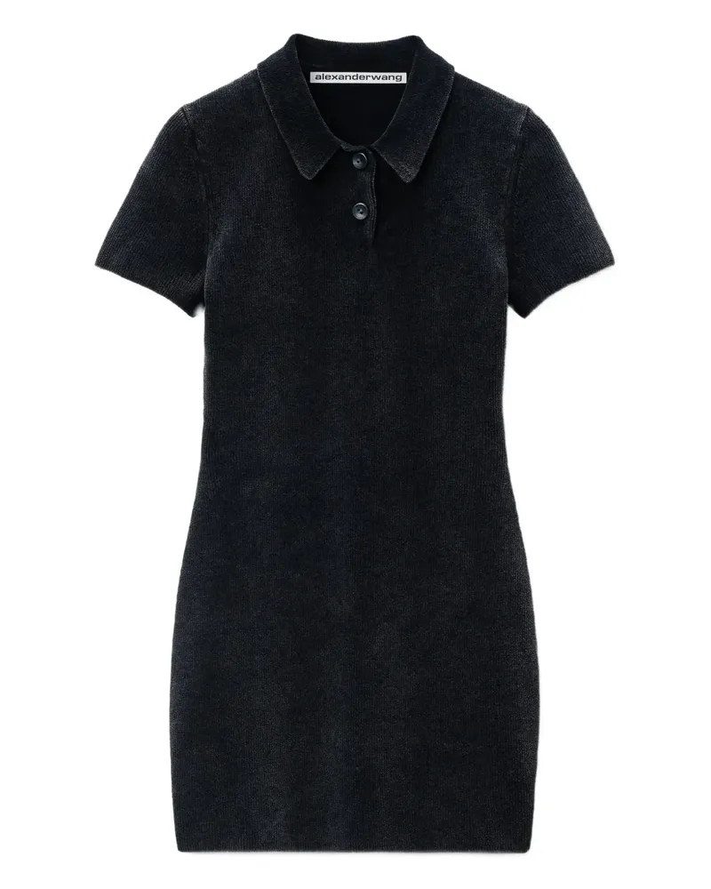 Alexander Wang Geripptes Poloshirtkleid - Schwarz Schwarz