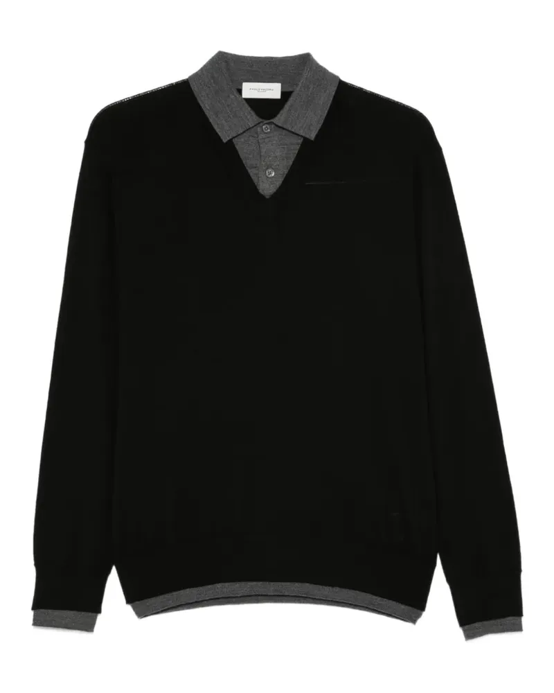 Paolo Pecora Milano Pullover mit V-Ausschnitt - Schwarz Schwarz