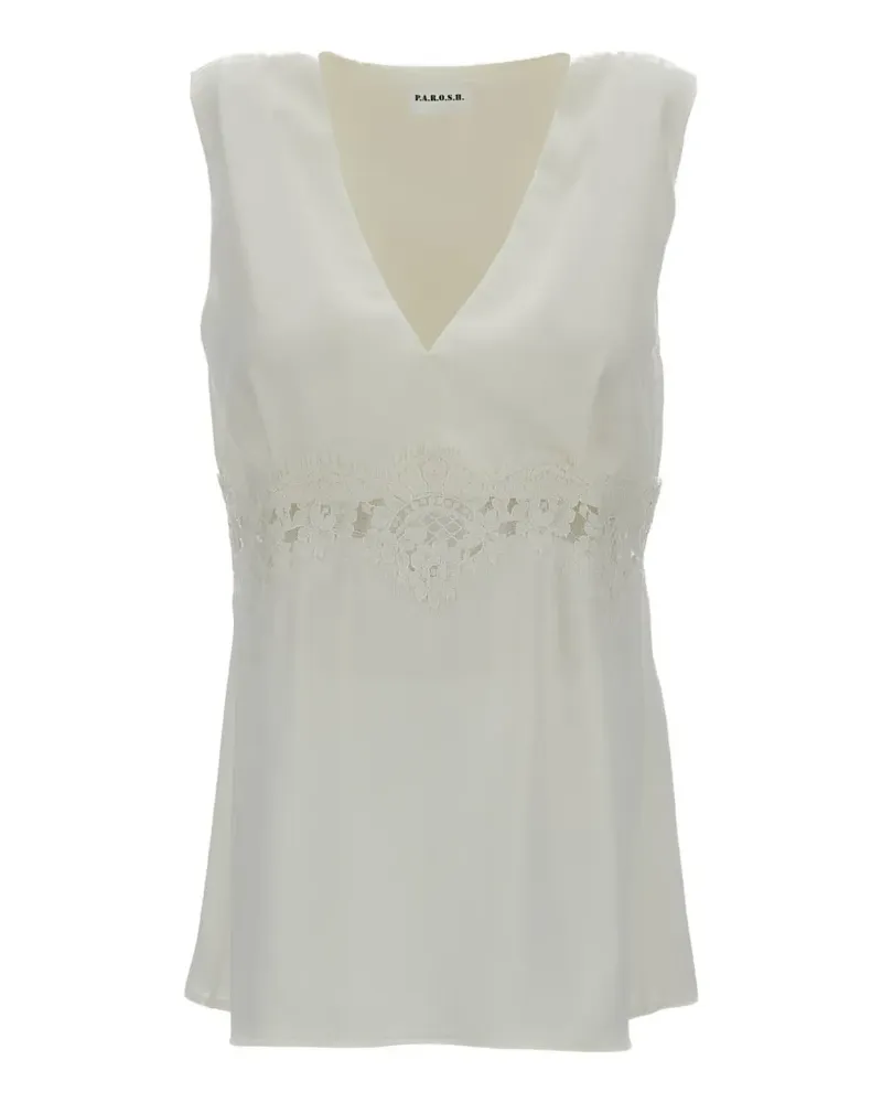 P.A.R.O.S.H. P.A.R.O H. lace-detail V-neck blouse - Weiß Weiß
