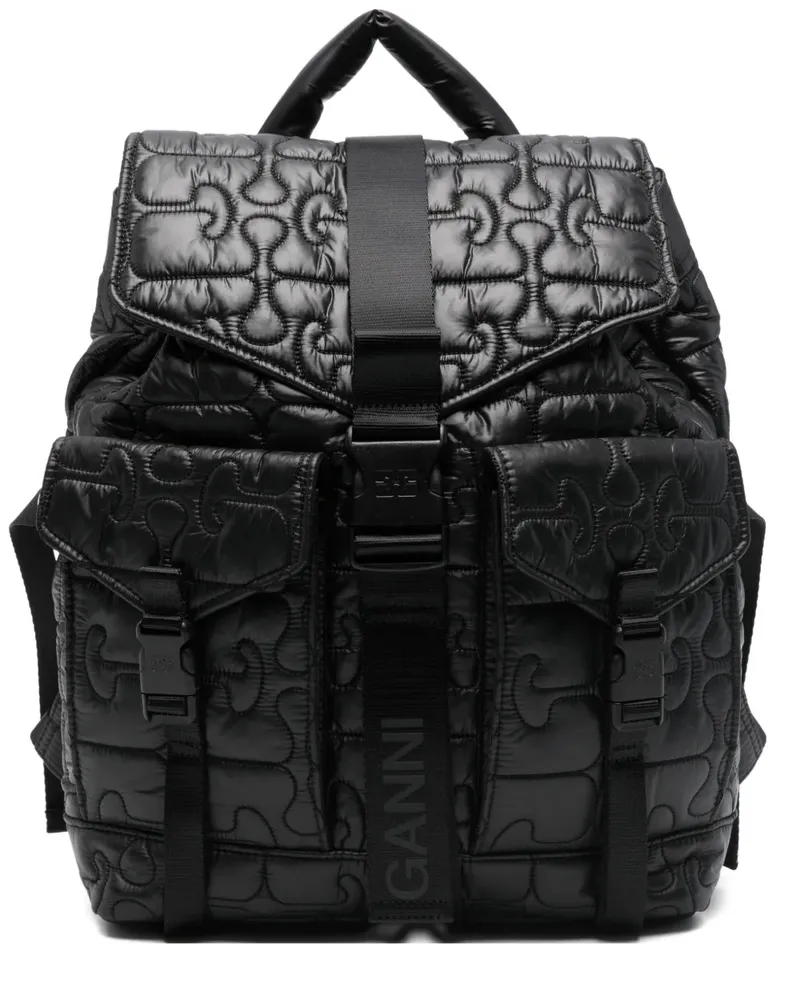 Ganni quilted buckle backpack - Schwarz Schwarz