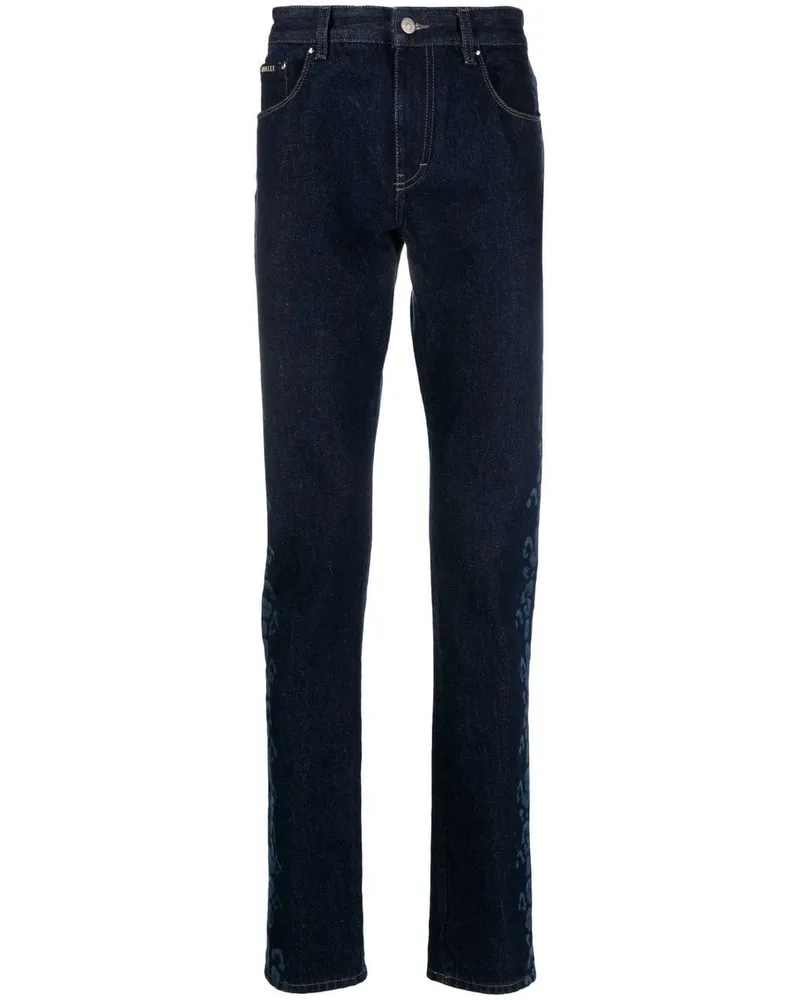 Roberto Cavalli Gerade Jeans mit Leoparden-Print - Blau Blau