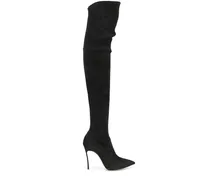 Overknee-Stiefel mit hohem Absatz - Schwarz