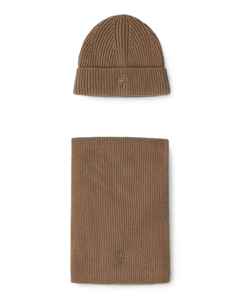 JOOP! ribbed-knit beanie hat and scarf (set of two) - Braun Braun