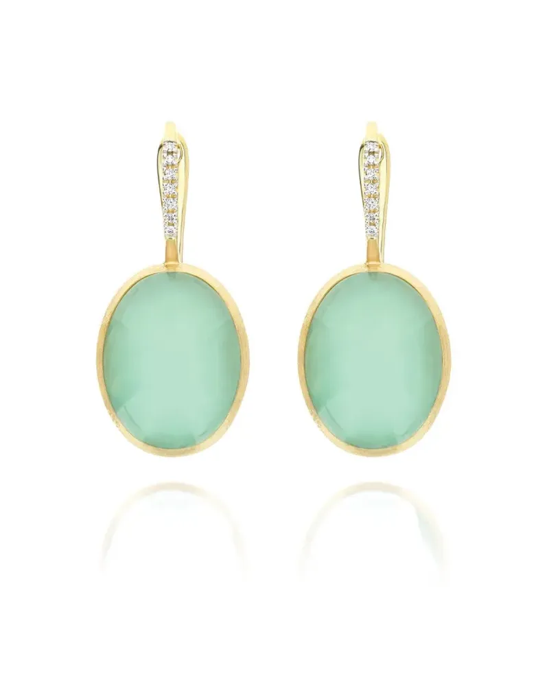 NANIS 18kt große Boules Lattementa Gelbgoldohrringe mit Diamanten und Jadeite Gold