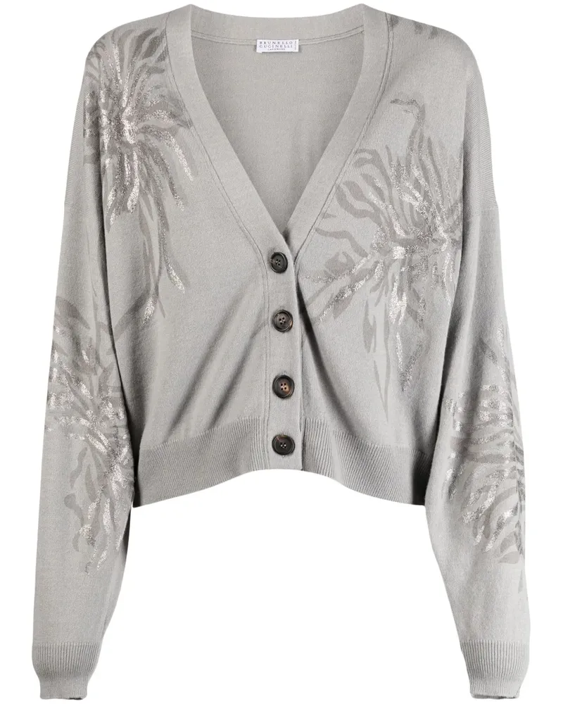 Brunello Cucinelli Marine Flower Cardigan - Grau Grau