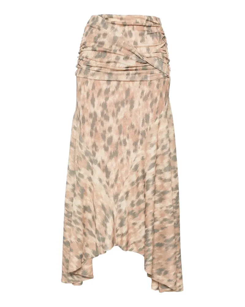 Ganni printed ruched skirt - Nude Nude