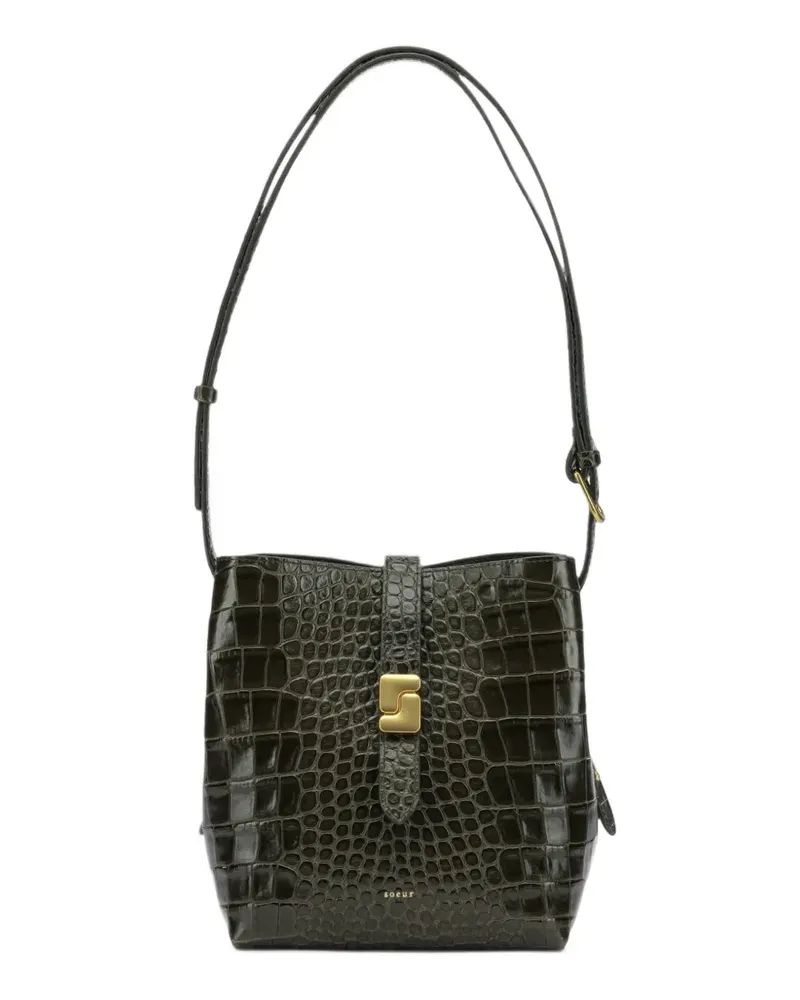 Soeur Mini Bello Schultertasche aus Leder mit Kroko-Effekt - Grün Grün