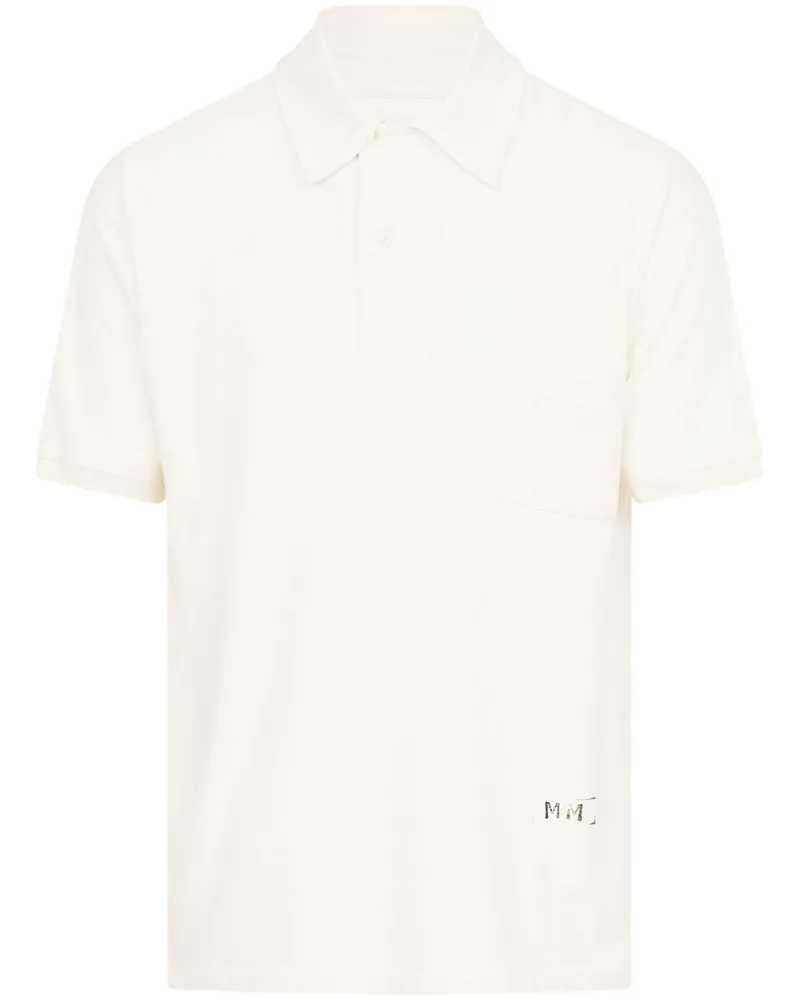 Maison Margiela Poloshirt mit Logo-Print Weiß
