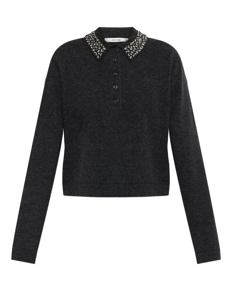 Gestuz embellished-collar knitted top - Grau Grau