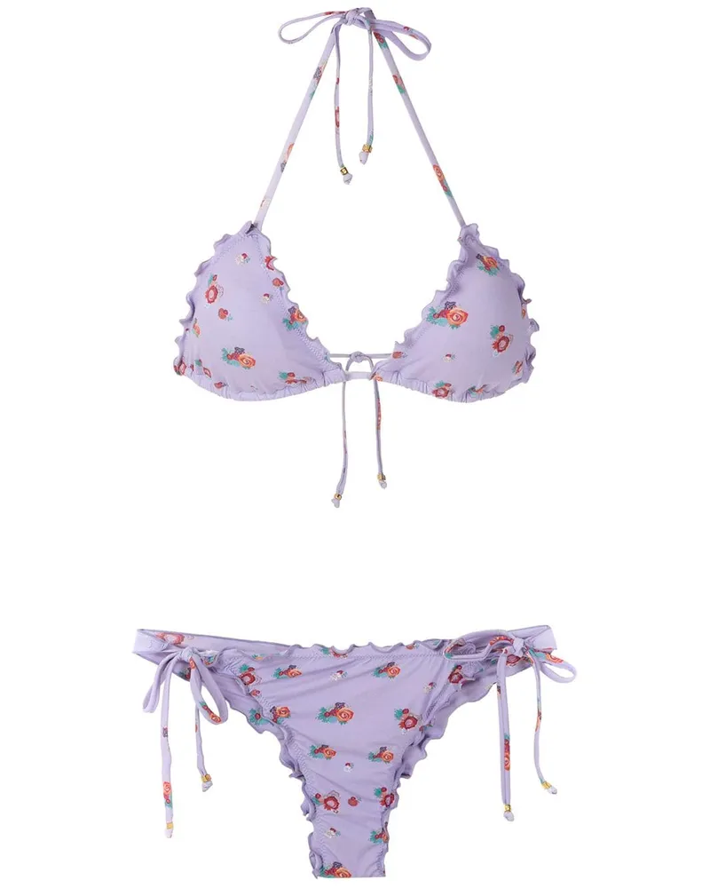 Amir Slama Bikini mit Print - Violett Violett