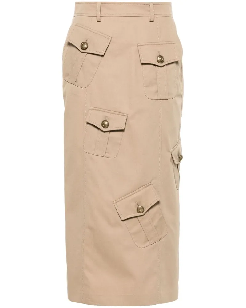 Moschino Midirock mit aufgesetzten Taschen - Braun Braun