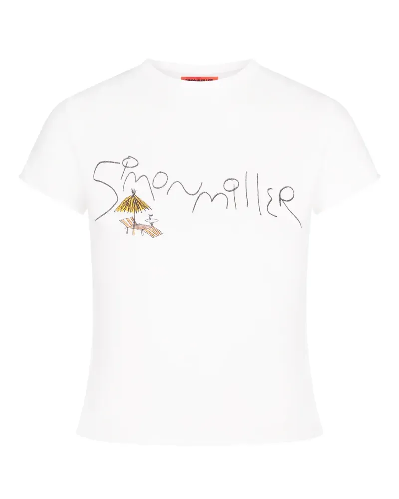 Simon Miller Beach logo-graphic cotton T-shirt - Nude Nude