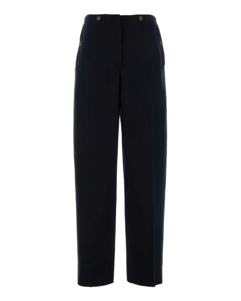 Ferragamo Gerade Hose aus Schurwolle mit Knopfdetail - Blau Blau